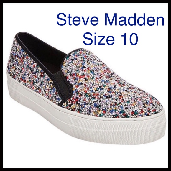 steve madden glitter slip on sneakers